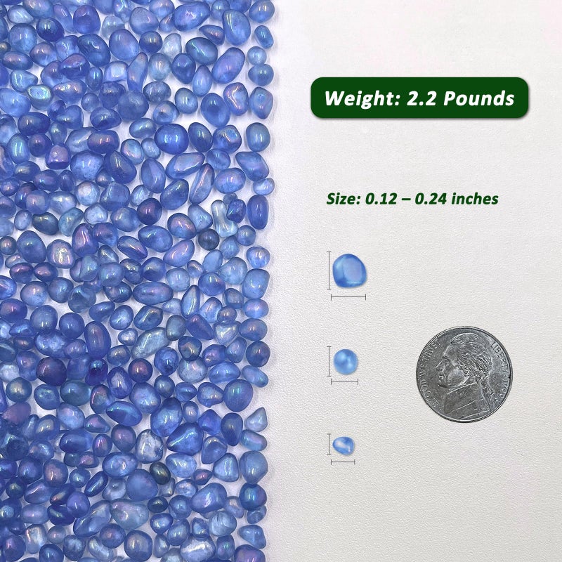 BXI 2.2 Lbs Small Aquarium Substrate Gravel Sand, Polished Smooth Fish Tank Gravel, Colorfast Uncoated Vibrant Blue Sea Glass, Decorative Stones for Vase Fillers, Fairy Garden, Potted Plants - Image 2